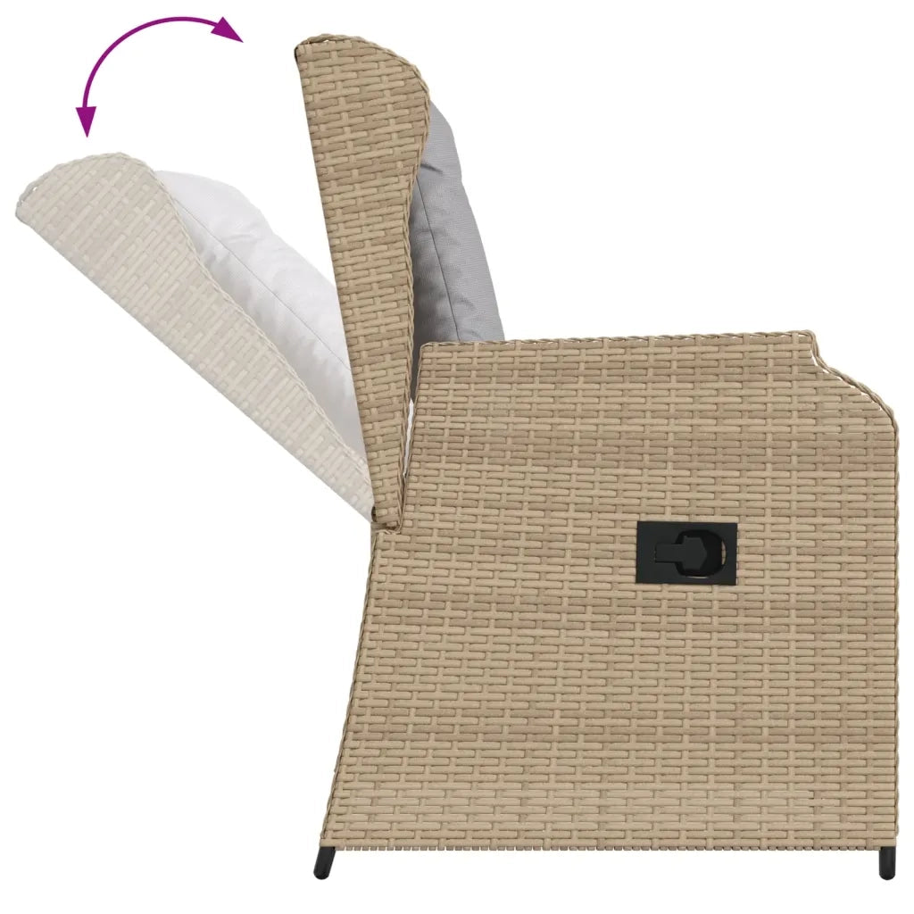 Sedie Reclinabili da Giardino 2pz con Cuscini Beige Polyrattan 368994
