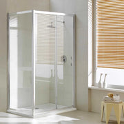Box Doccia Angolare 80x130 cm 1 Anta Scorrevole in Cristallo Trasparente 6mm H198 Fosterberg Viborg Duo