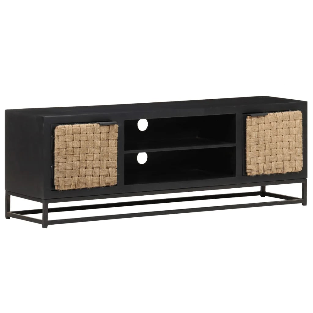 Mobile TV multimediale scaffale TV credenza mobile TV sala da pranzo soggiorno camera da letto 120 x 30 x 40 cm legno massello di mango nero 02_0025835