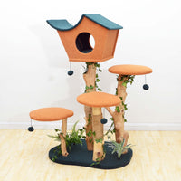 Fudajo Albero tiragraffi con effetto pianta 135 cm pelliccia e legno pero