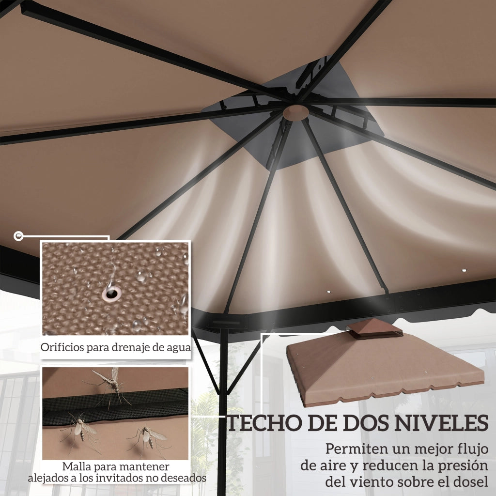 Toldo da giardino 3x3 m ¨C zephmum ¨C caqui, UPF 30+, con fori di drenaggio