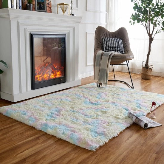 Tappeto soffice, tessuto reclinato morbido, tappeto morbido lavabile, tappeti per soggiorno e nursery (arcobaleno, 90x160cm)