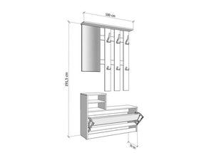 Tonengo, Mobile da Ingresso Specchio Incluso, 100x29x191.5h cm Marrone Rovere