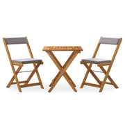 Set da Bistr¨° Pieghevole 3pz | Set Salotto da Giardino con Cuscini Legno Massello Acacia