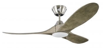 Ventilatore da soffitto a risparmio energetico KOA con LED nichel 132 cm con pale di legno naturale