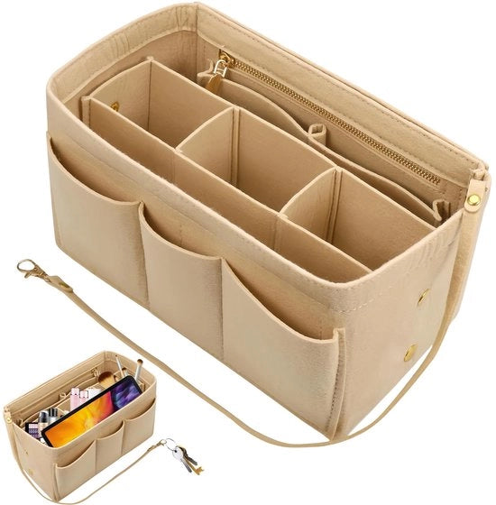 Organizzatore per Borse da Donna, Borsa Organizzatore con Molti Comparti, Adatto per il Ripostiglio di Diversi Piccoli Oggetti (Kaki)