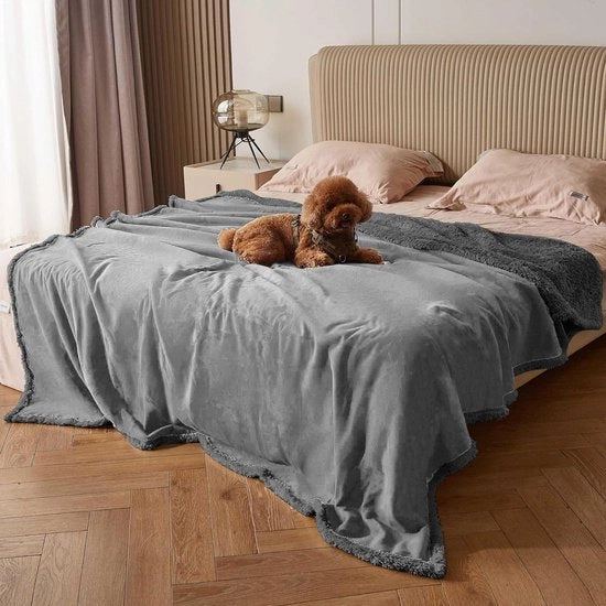Copriduto Impermeabile per Cani e Gatti - Copridonna per Divano, Letto, Sedile Auto - Gettafreddo Sherpa - Protettore per Mobili - Grande 203x229cm