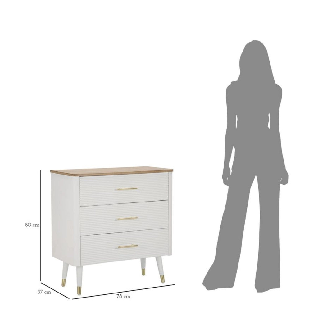 Cassettiera VKH8, Bianco, Legno, 78x37x80 cm