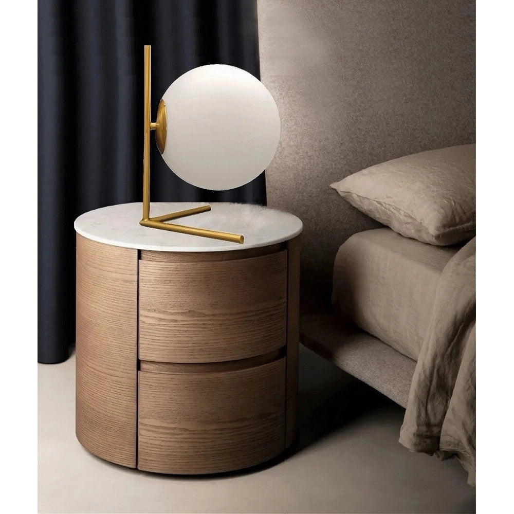 Trade Shop - Lampada Da Tavolo Scrivania Ramo Con Sfera In Vetro Luce Attacco E27 Oro 33870 -