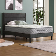 Letto singolo imbottito – 90x200 cm – rete testiera design moderno – lino grigio
