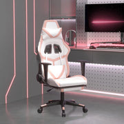 Sedia da Gaming Massaggio Poggiapiedi Bianco e Rosa Similpelle cod mxl 58632