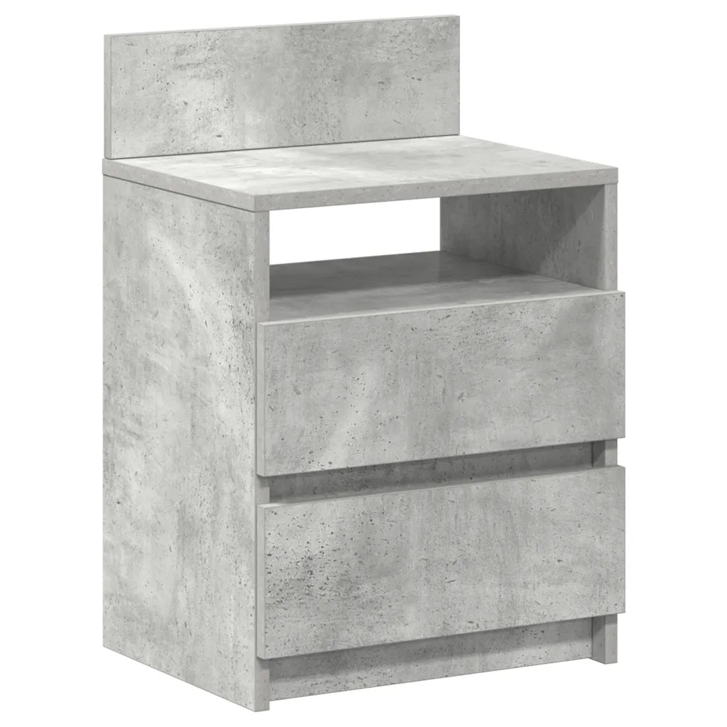 Comodini 2 pz con 2 Cassetti Grigio Cemento 40x33x60 cm