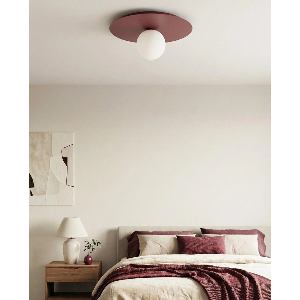 Lampada da soffitto SOLAR bordeaux con diffusore in vetro opalino