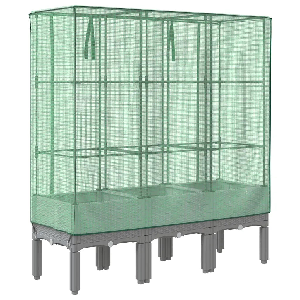 Fioriere | Cassetta per fiori | Letto Rialzato con Copertura Serra Effetto Rattan 120x40x140 cm