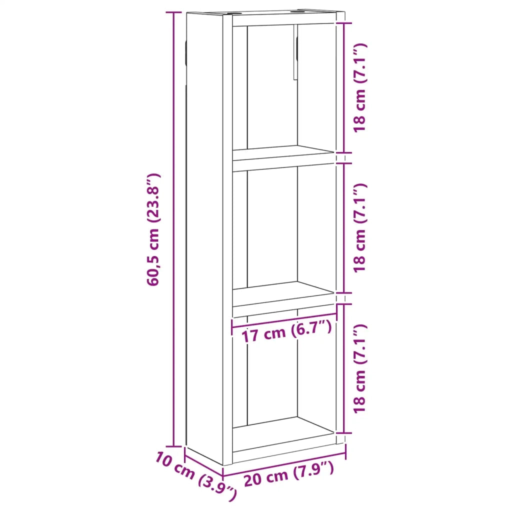 Armadio da bagno a muro Grigio Cemento 20 x 10 x 60,5 cm 889290