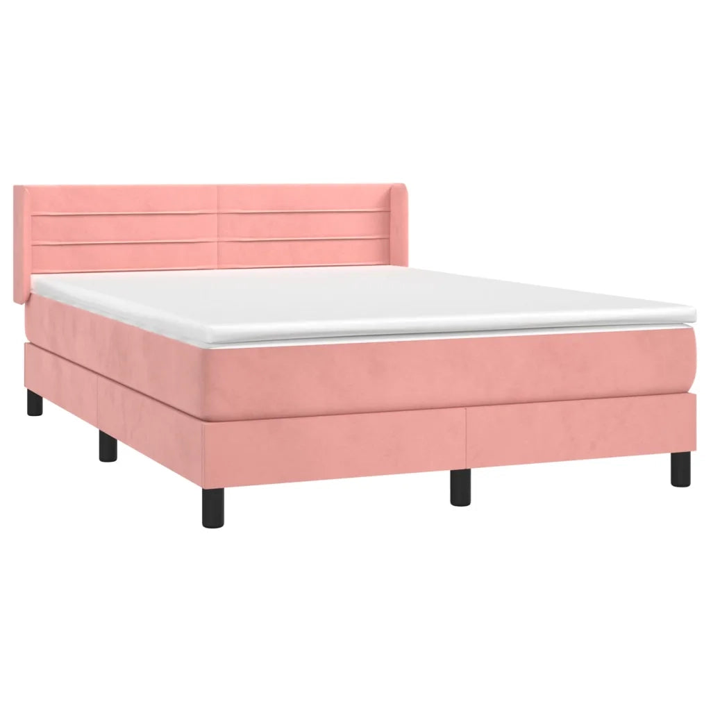 Giroletto a Molle con Materasso Rosa 140x190 cm in Velluto 3131020