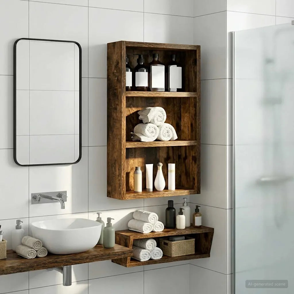 Armadio da bagno a muro Quercia Affumicata 30 x 10 x 50 cm 889315