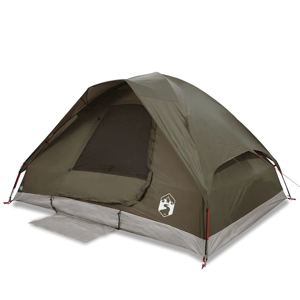 Tenda da Campeggio a Cupola per 4 Persone Marrone Impermeabile