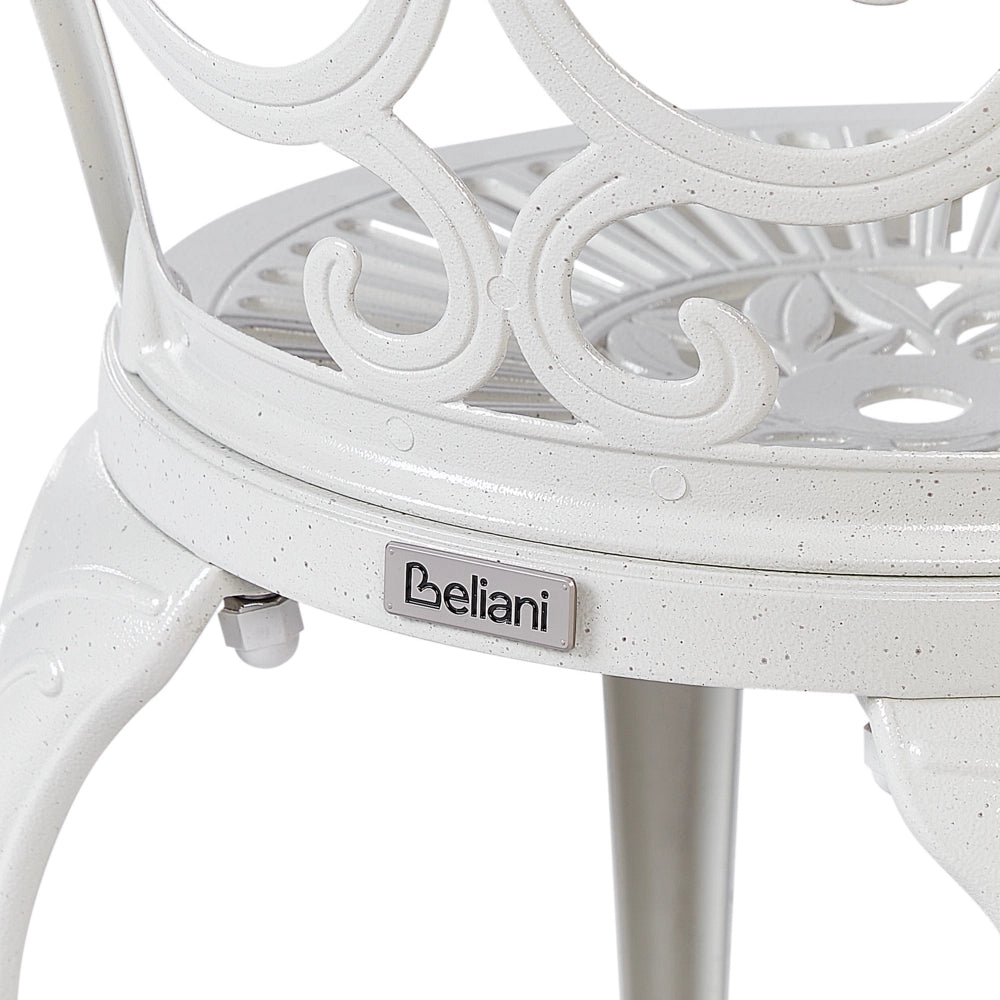 Set di 2 sedie da giardino in alluminio bianco sporco senza braccioli Bistro Dining in stile vintage in metallo