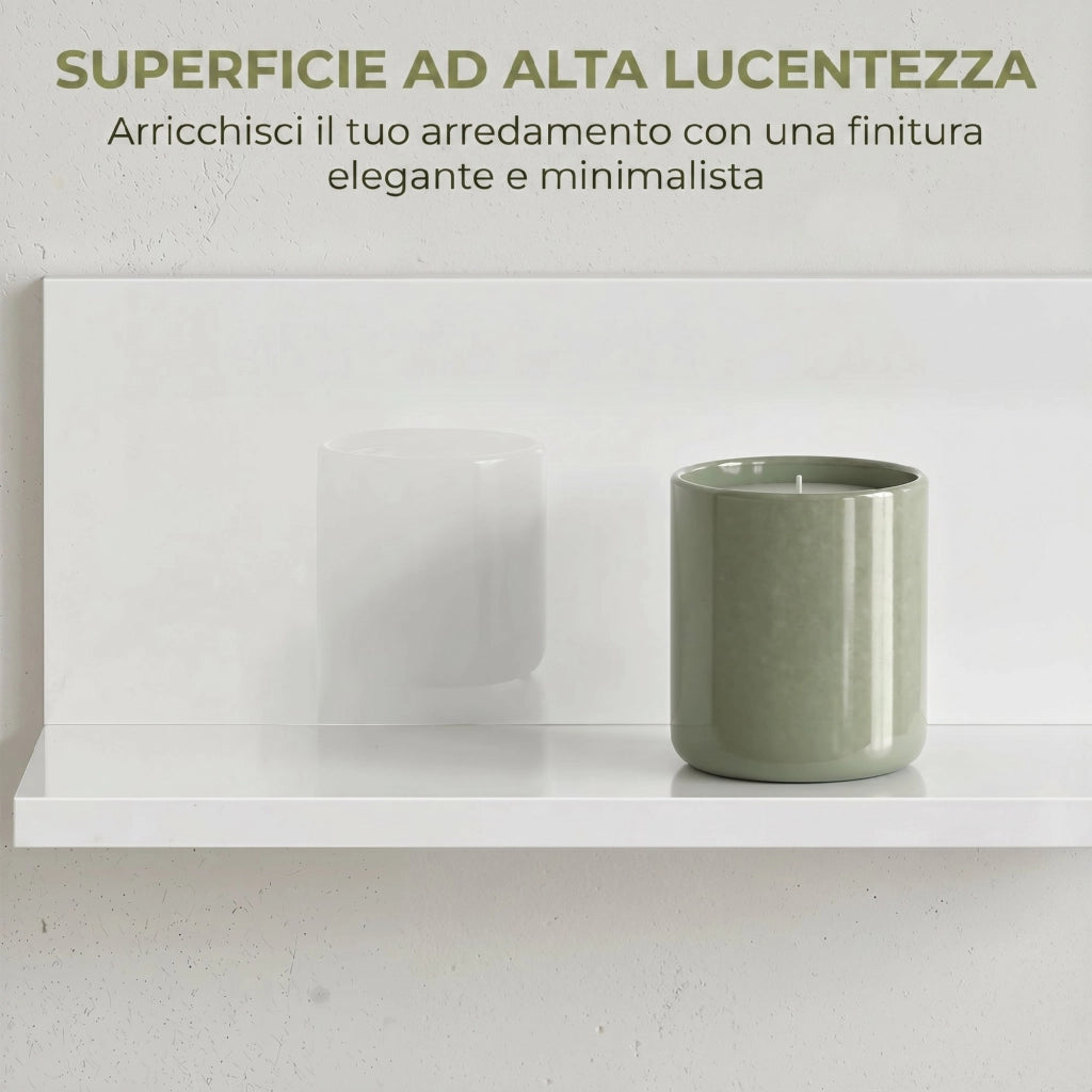 Mensola da Parete ¨C Zephmum ¨C Legno Lucido Bianco 1.5 cm