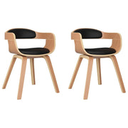Sedie da Pranzo 2 pz | Sedie da cucina Nere in Legno Curvato e Similpelle