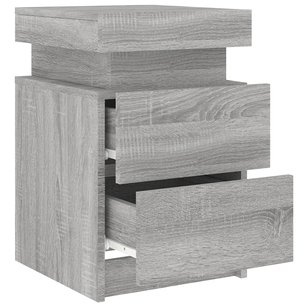 vidaXL Comodini con Luci LED 2pz Grigio Sonoma 35x39x55 cm