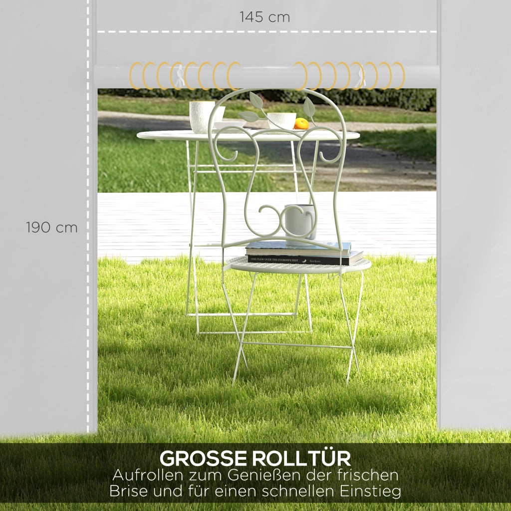 SET DA 2 PANNELLI LATERALI PER GAZEBO 295 x 195 cm BIANCO CON FINESTRE E PORTA