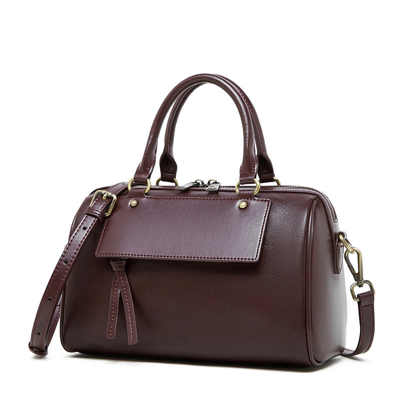 Borsa a tracolla da donna in vera pelle marrone