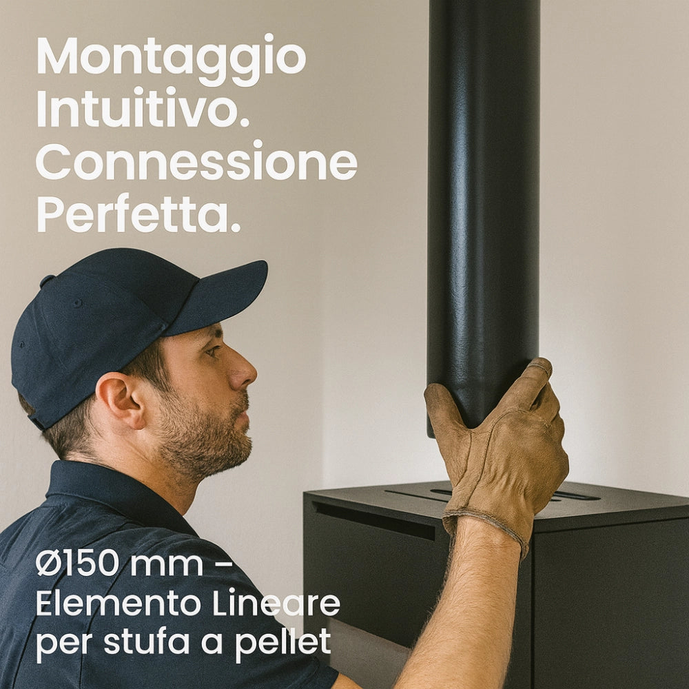 Tubo lineare arredo canale da fumo stufa a pellet sistema scarico diametro 150mm *** misura h 250 mm, confezione 1
