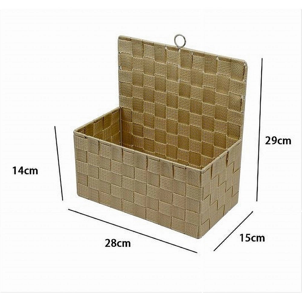 Trade Shop - Cestino Porta Oggetti Cesto In Tessuto Beige Organizer Multiuso Per Casa 79093 -