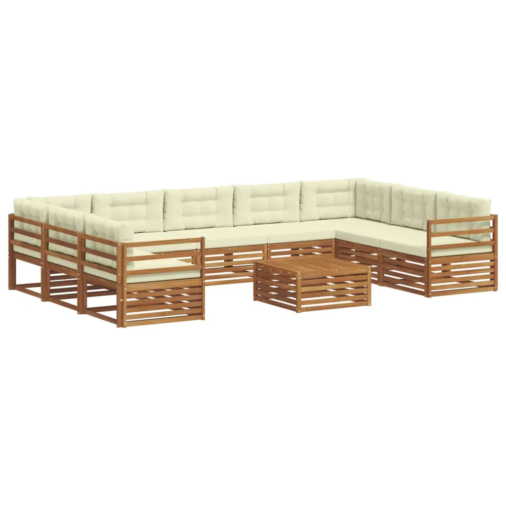 Set di divani da esterno con cuscino 10 pcs Naturale e Crema 3374150