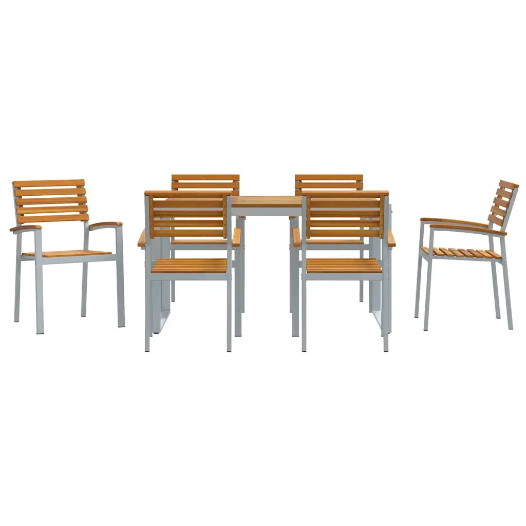 Set da Pranzo per Giardino 7 pcs Grigio