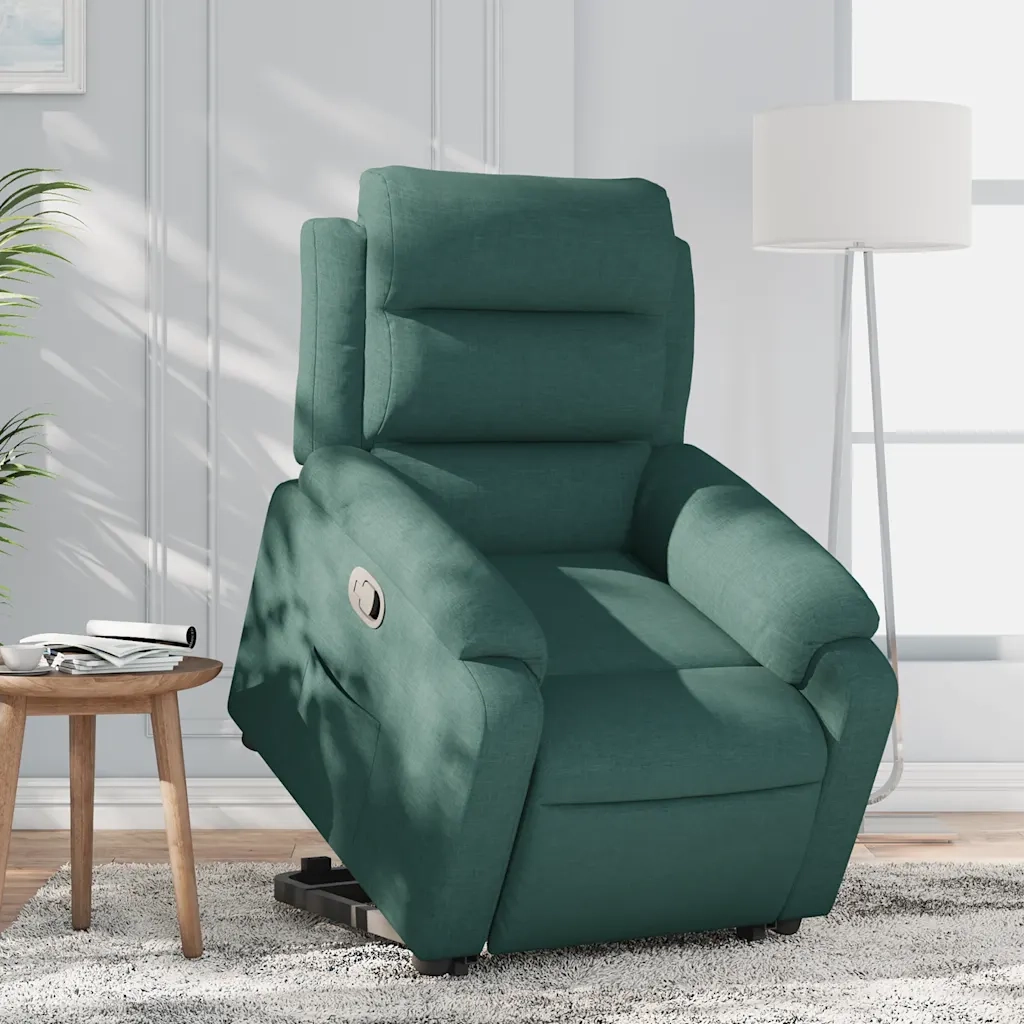 Poltrona | Sedia Relax Alzapersona Reclinabile Verde Scuro in Tessuto