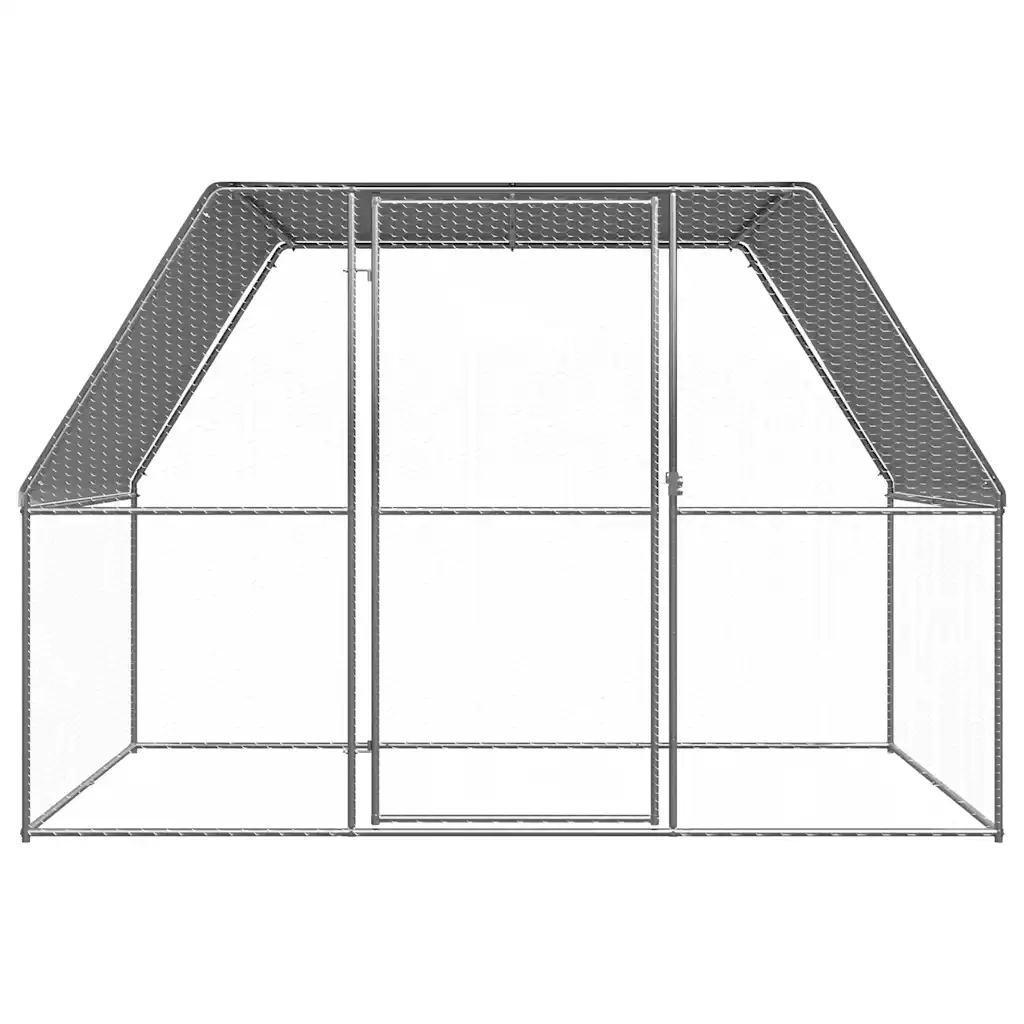 Gabbia per Polli Argento e Grigio 3x2x2 m in Acciaio Zincato