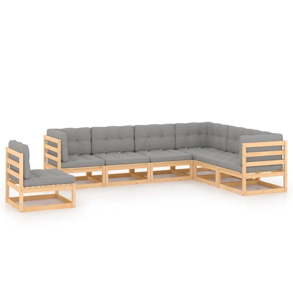 Set Divani da Giardino 7 pz con Cuscini Legno Massello di Pino cod mxl 54134