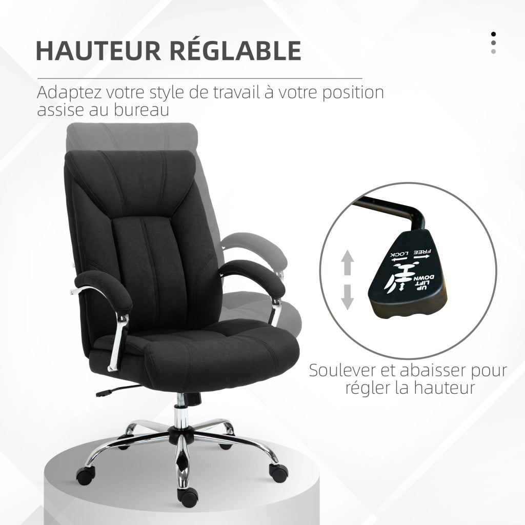 Sedia da ufficio ergonomica ¨C zephmum ¨C nero, altezza regolabile, schienale alto, 65x78x118 cm
