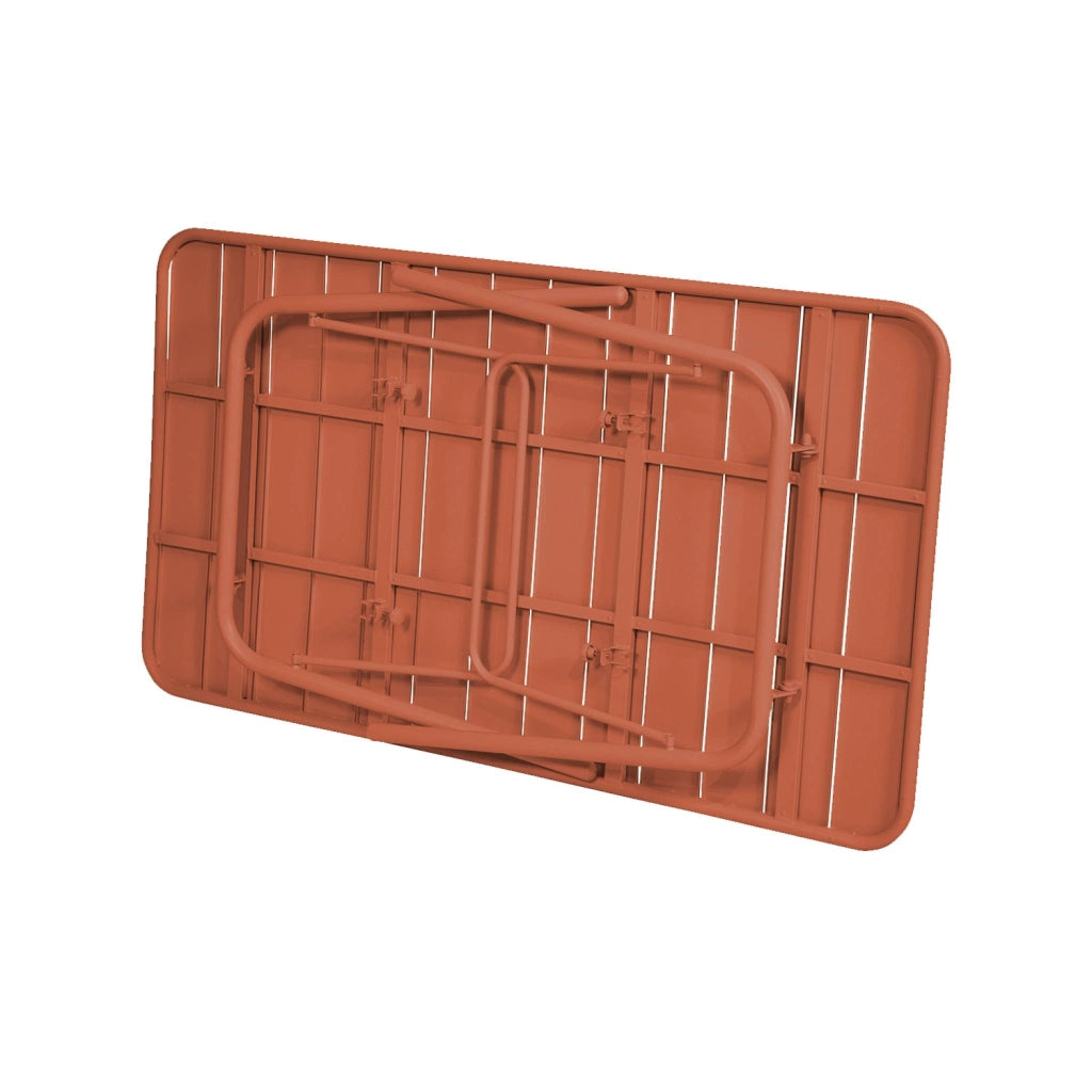 Tavolo da giardino pieghevole in metallo 6 posti, 140cm, terracotta