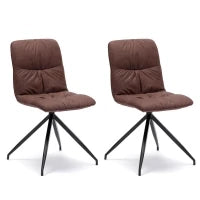 E-STYLO Sedia in tessuto marrone con gambe in metallo nero, imbottita, 43cm X 38cm H. 86.5cm.