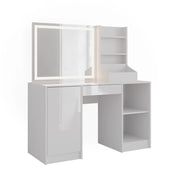 Vicco Tavolo da toeletta Bianco/bianco lucido 128.2 cm con specchio LED