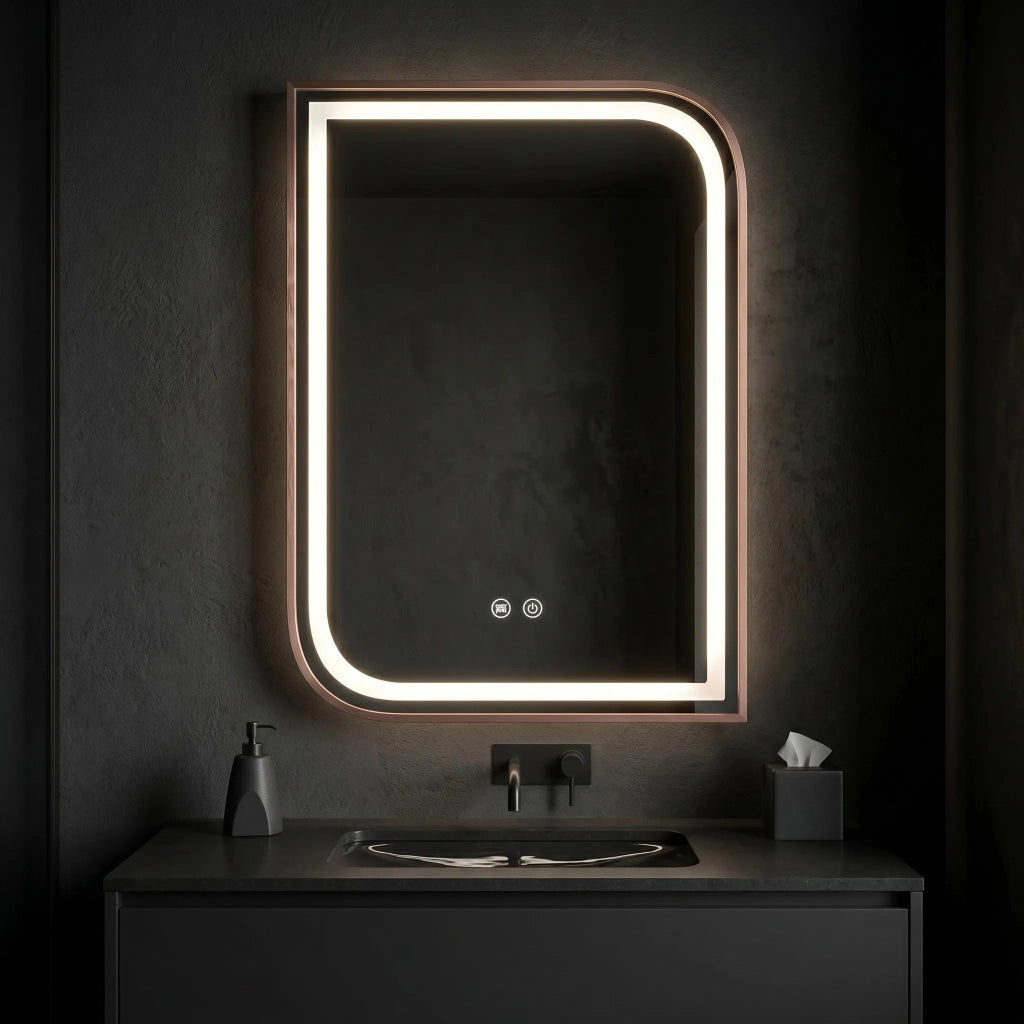 Specchio Led Zone 80x60 Brush Rose Gold