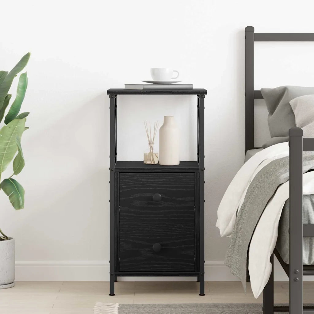 Armadio da Notte con cassetto Rovere Nero 34 x 35,5 x 70 cm 862919
