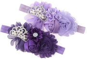 Tiara per bambine con fiori in stoffa elastica - Set da 2 unità
