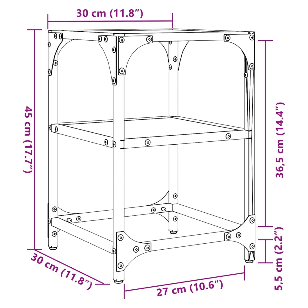 vidaXL Tavolini con Piano in Vetro Trasparente 2 pz 30x30x45cm Acciaio