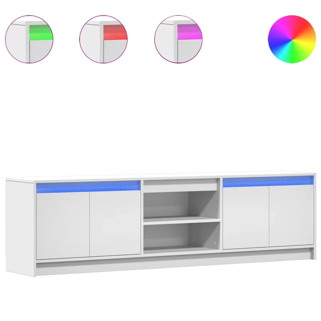 vidaXL Mobile Porta TV con LED Bianco 180x34x50cm in Truciolato