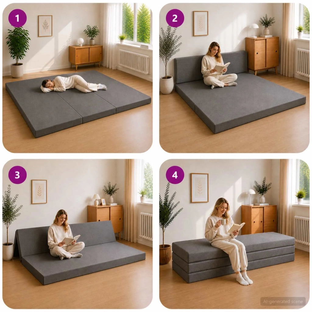 Divano Letto Pieghevole 200 x 67 x 45 cm Grigio Chiaro 900256