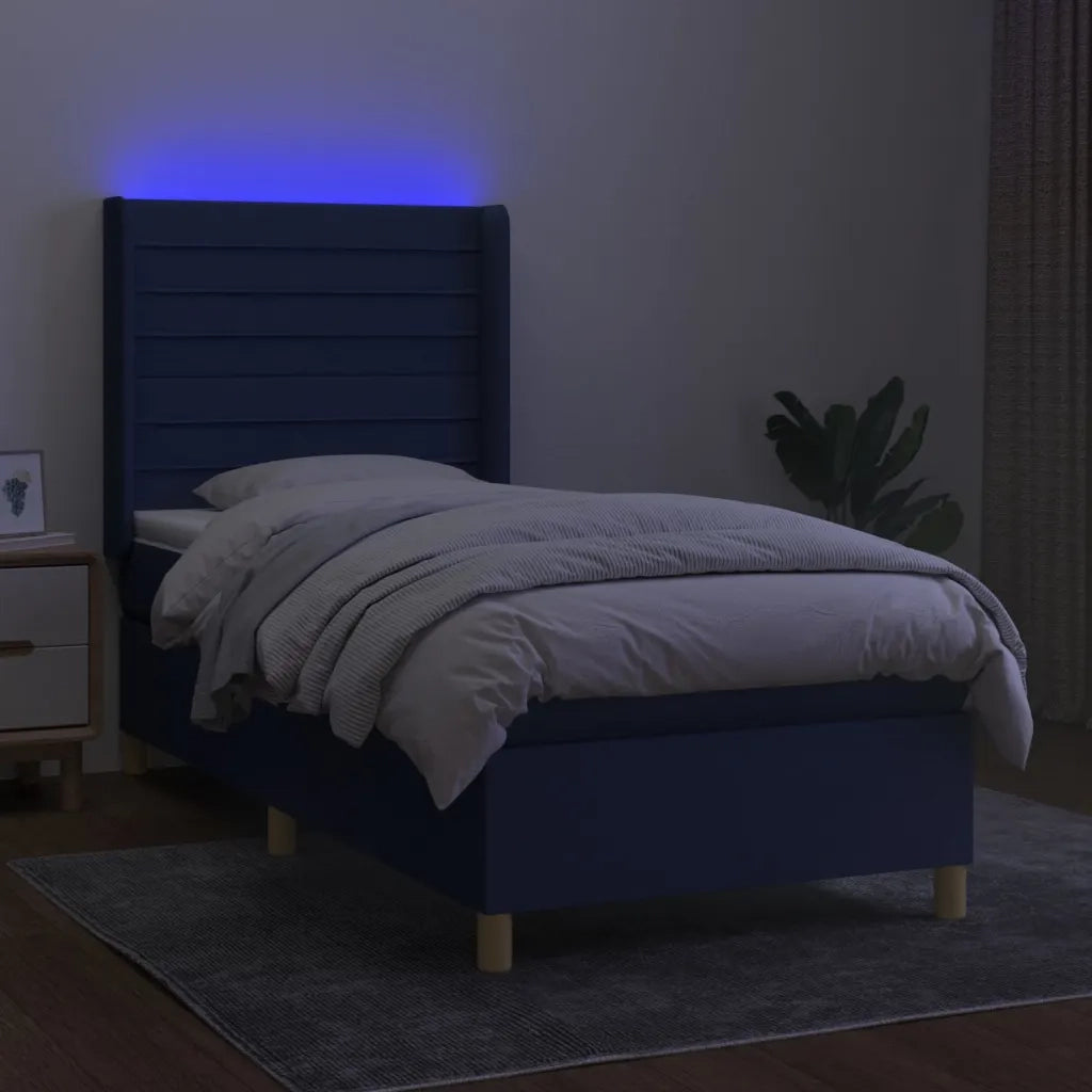Letto a Molle con Materasso e LED Blu 90x190 cm in Tessutocod mxl 123312