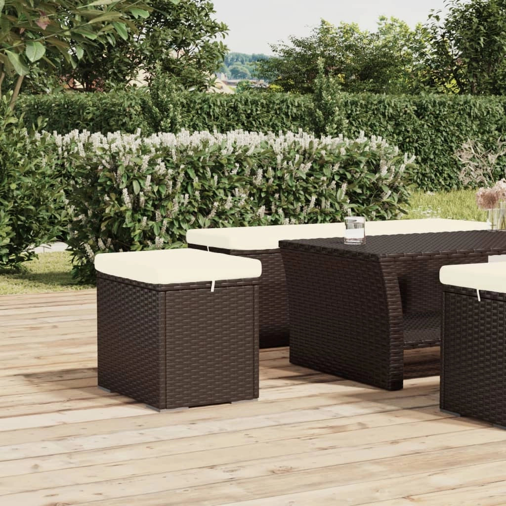 Ottomane con Cuscini 2pz Marrone 40x30x40 cm in Polyrattancod mxl 126830