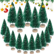 15 Pezzi Mini Albero di Natale Kunstificato Mini Abete con Piede in Legno Albero di Natale Verde Piccolo con Effetto Neve per Festa di Natale Decorazione da Tavola DIY
