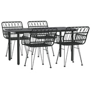 Set da pranzo da giardino in resina nera 5 pezzi in vimini 02_0014782