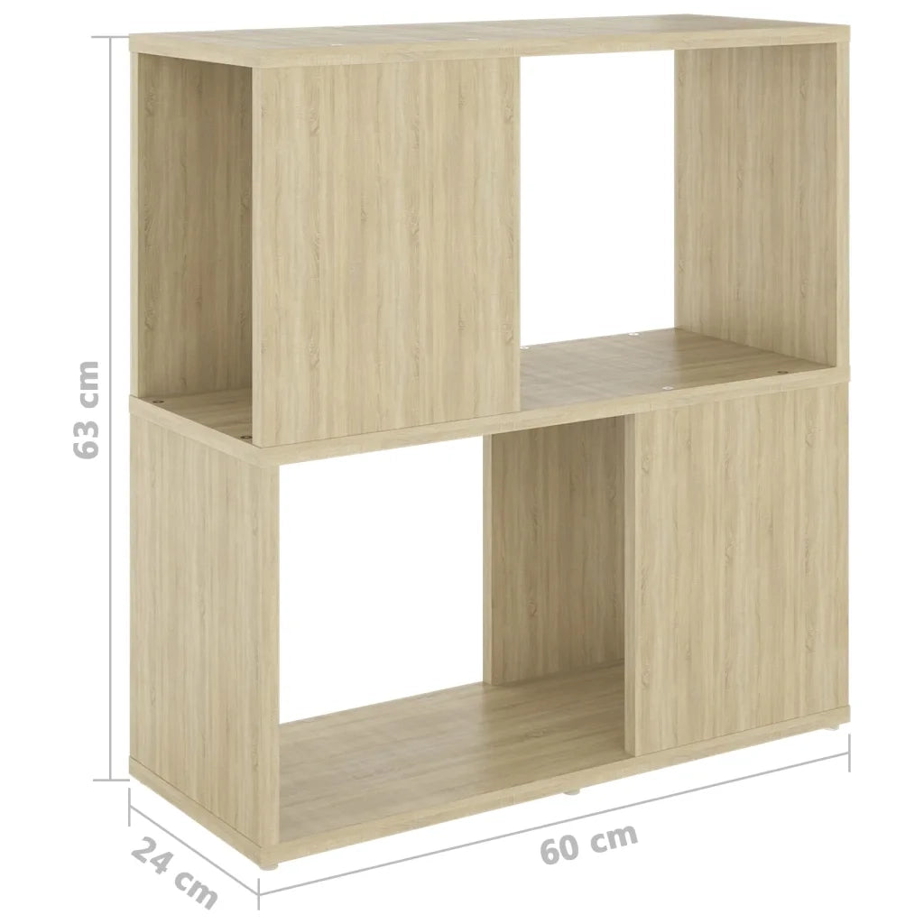 Libreria-Scaffale per Libri-Mobile di Stoccaggio Rovere Sonoma 60x24x63 cm in Truciolato